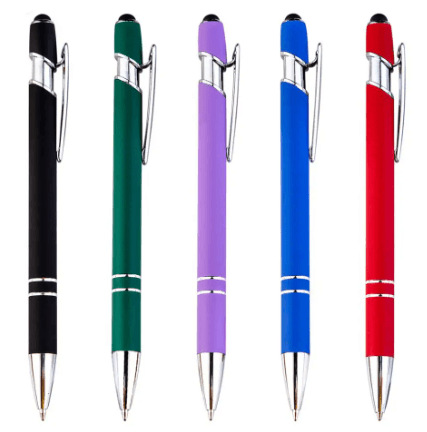 A collection of stylus pens in various solid colors.